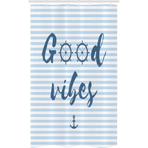 Abakuhaus Good Vibes Tenda Da Doccia Stretta, Nautical Maritime, Set Decorativo Per Bagno In Tessuto Con Ganci, 120 X 180 Cm, Blu Notte Azzurro-image