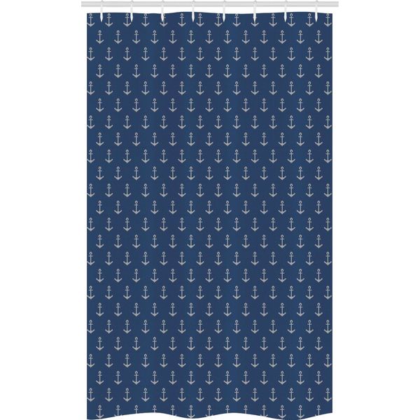 Abakuhaus Anker Tenda Da Doccia Stretta, Nordic Winter-Hipster, Set Decorativo Per Bagno In Tessuto Con Ganci, 120 X 180 Cm, Blu E Bianco-image