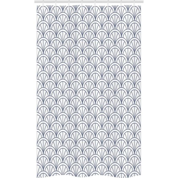 Abakuhaus Tenda Da Doccia Geometrica Stretta, Motivo Seigaiha, Set Decorativo Per Bagno In Tessuto Con Ganci, 120 X 180 Cm, Blu Cadetto E Bianco-image