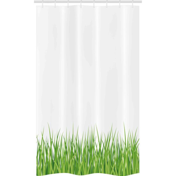 Abakuhaus Tenda Da Doccia Verde Stretta, Erba Fresca-Prato-Giardino, Set Decorativo Per Bagno In Tessuto Con Ganci, 120 X 180 Cm, Verde Lime Bianco-image