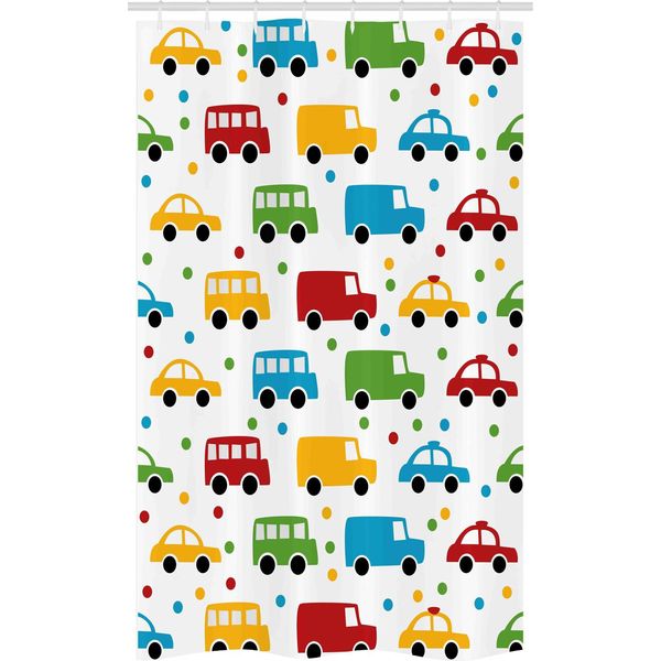 Abakuhaus Auto Tenda Da Doccia Stretta, Vivid Bus Taxi Automobil, Set Decorativo Per Bagno In Tessuto Con Ganci, 120 X 180 Cm, Multicolore-image