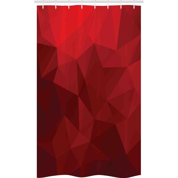 Abakuhaus Rosso Tenda Da Doccia Stretta, Mosaico Triangolare Con Poliestere, Set Decorativo Per Bagno In Tessuto Con Ganci, 120 X 180 Cm, Rosso Scarlatto Rubino-image