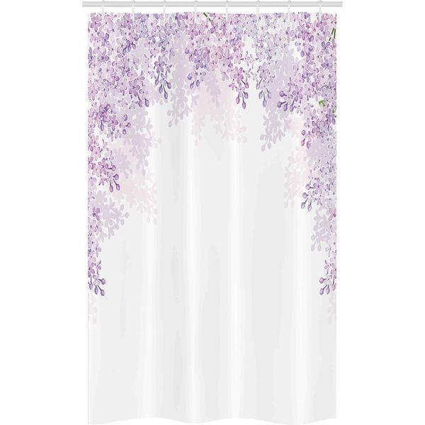 Abakuhaus Tenda Da Doccia Stretta Con Motivi Floreali, Fiori Viola Primaverili, Set Decorativo Per Bagno In Tessuto Con Ganci, 120 X 180 Cm, Pale Mauve Lavanda-image