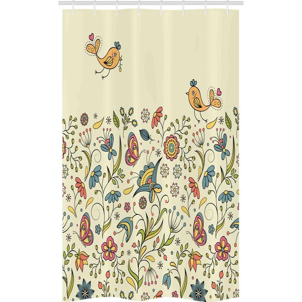 Abakuhaus Tenda Da Doccia Stretta Con Motivi Floreali, Primavera In Fiore, Set Decorativo Per Bagno In Tessuto Con Ganci, 120 X 180 Cm, Multicolore-image