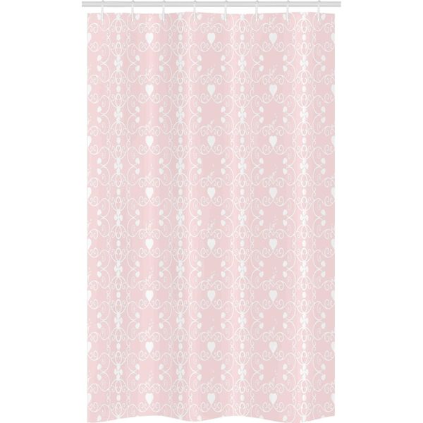 Abakuhaus Tenda Da Doccia Rosa E Bianca, Stile Vittoriano Femminile, Set Decorativo Per Bagno In Tessuto Con Ganci, 120 X 180 Cm, Bianco Cipria-image