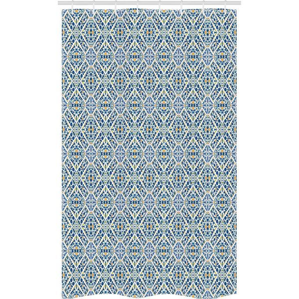 Abakuhaus Tenda Da Doccia Etnica Stretta, Motivo Floreale Retrò Portoghese, Set Decorativo Per Bagno In Tessuto Con Ganci, 120 X 180 Cm, Multicolore-image