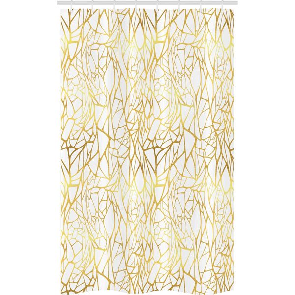 Abakuhaus Contemporaneo Tenda Da Doccia Stretta, Astratto Esotico, Set Decorativo Per Bagno In Tessuto Con Ganci, 120 X 180 Cm, Giallo E Bianco-image