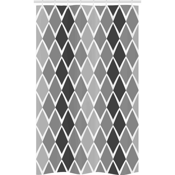 Abakuhaus Grigio E Bianco Tenda Da Doccia Stretta, Ombreggiatura Geometrica, Set Decorativo Per Bagno In Tessuto Con Ganci, 120 X 180 Cm, Grigio Antracite Pale Grau-image