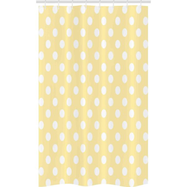 Abakuhaus Dots Tenda Da Doccia Stretta, Pois Retrò Giallo, Set Decorativo Per Bagno In Tessuto Con Ganci, 120 X 180 Cm, Giallo Pallido E Bianco-image