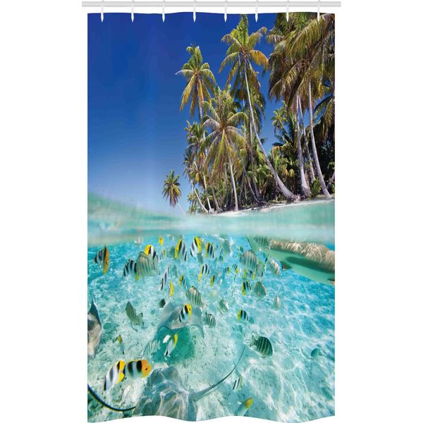 Abakuhaus Wendekreis Tenda Da Doccia Stretta, Exotic Island Unterwasser, Set Decorativo Per Bagno In Tessuto Con Ganci, 120 X 180 Cm, Multicolore-image
