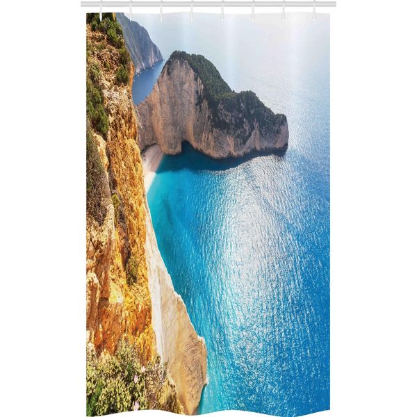 Abakuhaus Grecia Tenda Da Doccia Stretta, Costa Di Zante, Set Decorativo Per Bagno In Tessuto Con Ganci, 120 X 180 Cm, Multicolore-image