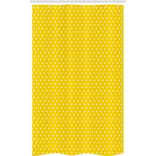 Abakuhaus Tenda Da Doccia Stretta Giallo Vendemmia, Europa Design A Pois, Set Decorativo Per Bagno In Tessuto Con Ganci, 120 X 180 Cm, Giallo E Bianco-image