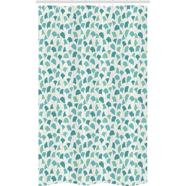 Abakuhaus Wald Tenda Da Doccia Stretta, Foglie Di Ginkgo Color Pastello, Set Decorativo Per Bagno In Tessuto Con Ganci, 120 X 180 Cm, Turchese E Crema-image