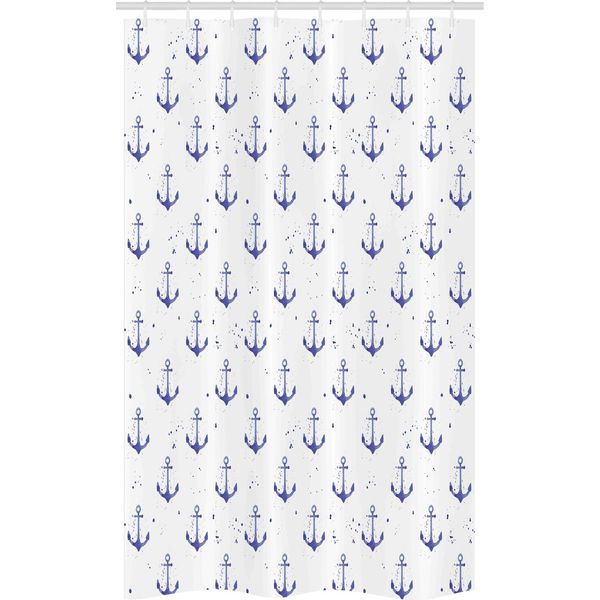 Abakuhaus Anker Tenda Da Doccia Stretta, Acquerelli Mare, Set Decorativo Per Bagno In Tessuto Con Ganci, 120 X 180 Cm, Viola, Blu E Bianco-image