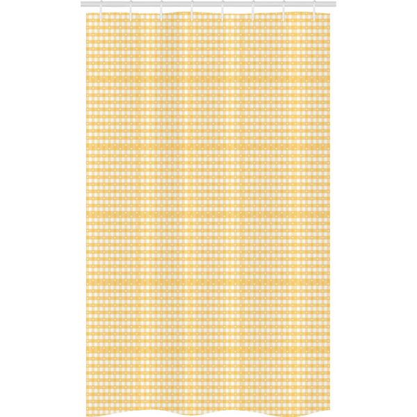 Abakuhaus Tenda Da Doccia Stretta Giallo Vendemmia, Motivo A Quadri, Set Decorativo Per Bagno In Tessuto Con Ganci, 120 X 180 Cm, Senape E Bianco-image