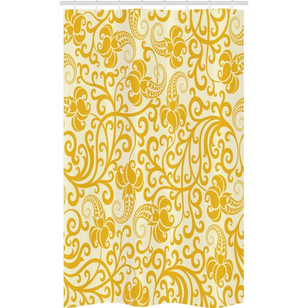 Abakuhaus Art Nouveau Tenda Da Doccia Stretta, Fiori, Set Decorativo Per Bagno In Tessuto Con Ganci, 120 X 180 Cm, Pale Yellow Earth Giallo-image
