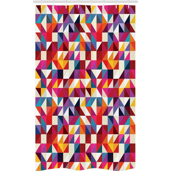 Abakuhaus Tenda Da Doccia Geometrica Stretta, Motivo In Stile Bauhaus, Set Decorativo Per Bagno In Tessuto Con Ganci, 120 X 180 Cm, Multicolore-image