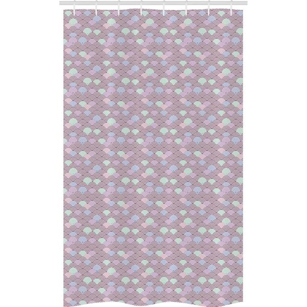 Abakuhaus Tenda Da Doccia Stretta Con Motivo A Squame Di Pesce, Onde Giapponesi Pastello, Set Decorativo Per Bagno In Tessuto Con Ganci, 120 X 180 Cm, Malva Tortora Multicolore-image