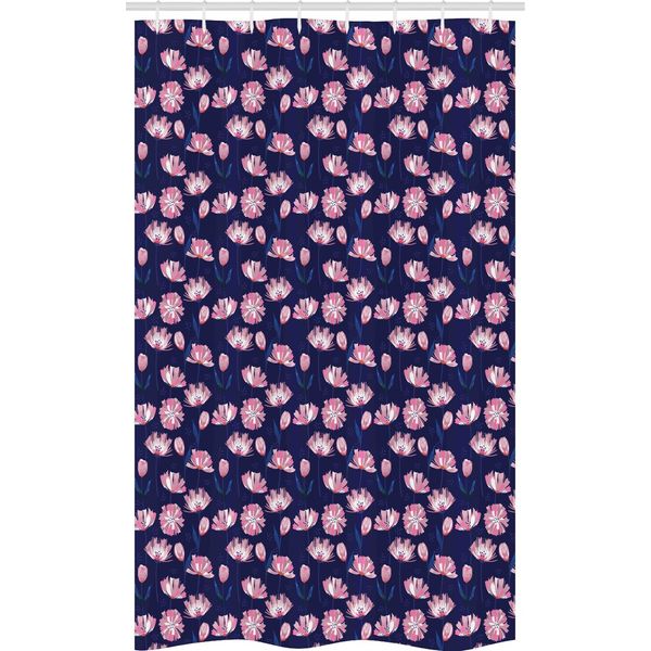 Abakuhaus Tenda Da Doccia Stretta Con Motivi Floreali, Fiori Di Papavero Rosa Artistici Da Giardino, Set Decorativo Per Bagno In Tessuto Con Ganci, 120 X 180 Cm, Multicolore-image