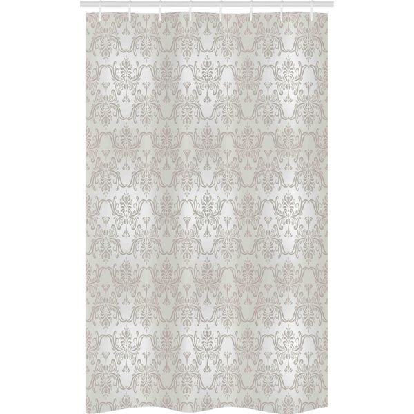 Abakuhaus Tenda Da Doccia Grigia Stretta, Fiori Damascati Vintage, Set Decorativo Per Bagno In Tessuto Con Ganci, 120 X 180 Cm, Grigio Chiaro-image