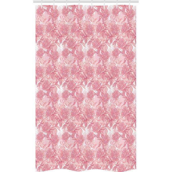 Abakuhaus Rose Tenda Da Doccia Stretta, Peony Foliage Romantica, Set Decorativo Per Bagno In Tessuto Con Ganci, 120 X 180 Cm, Magenta Bianco Cipria Rosa-image