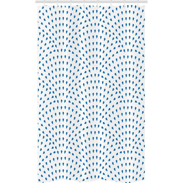 Abakuhaus Tenda Da Doccia Stretta Con Motivo A Squame Di Pesce, Gocce Di Pioggia Blu, Set Decorativo Per Bagno In Tessuto Con Ganci, 120 X 180 Cm, Blu Navy E Bianco-image