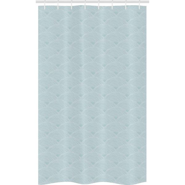 Abakuhaus Tenda Da Doccia Stretta Con Motivo A Squame Di Pesce, Linee Ondulate Doodle, Set Decorativo Per Bagno In Tessuto Con Ganci, 120 X 180 Cm, Azzurro Grigio Bianco-image