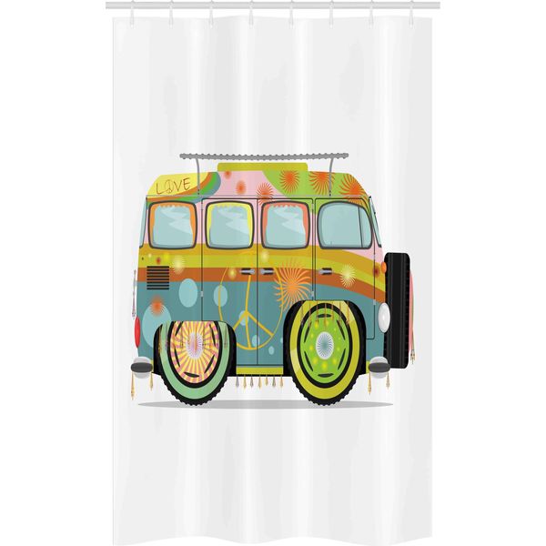 Abakuhaus Urban Graffiti Tenda Da Doccia Stretta, Hippie Campervan, Set Decorativo Per Bagno In Tessuto Con Ganci, 120 X 180 Cm, Multicolore-image