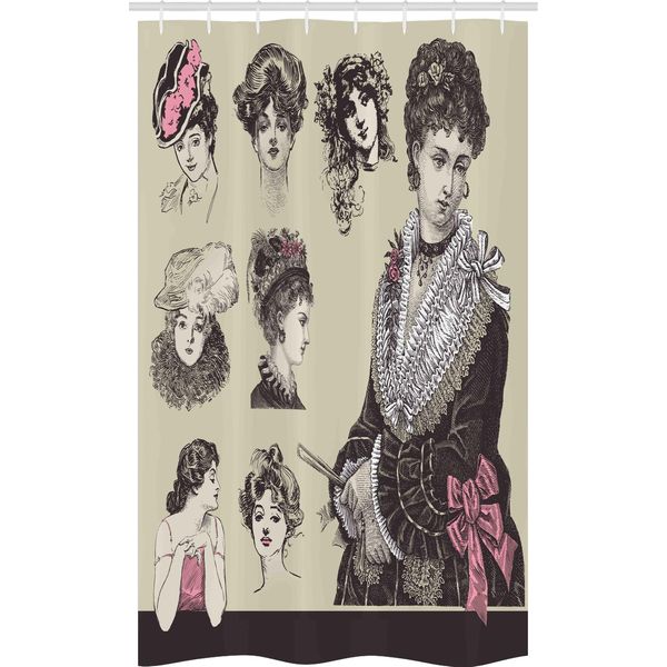 Abakuhaus Donna Vendemmiatrice Tenda Da Doccia Stretta, Donna Retrò, Set Decorativo Per Bagno In Tessuto Con Ganci, 120 X 180 Cm, Multicolore-image