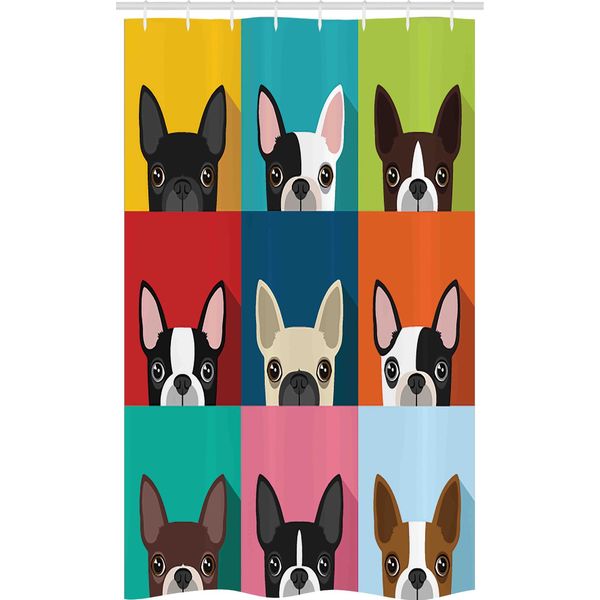Abakuhaus Pop Art Tenda Da Doccia Stretta, Ritratto Di Terrier, Set Decorativo Per Bagno In Tessuto Con Ganci, 120 X 180 Cm, Multicolore-image