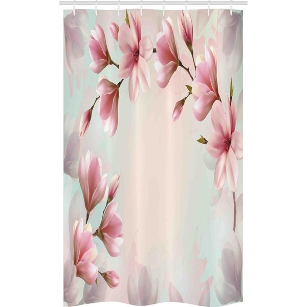 Abakuhaus Magnolia Tenda Da Doccia Stretta, Effetto Doppia Esposizione, Set Decorativo Per Bagno In Tessuto Con Ganci, 120 X 180 Cm, Corallo Scuro-image