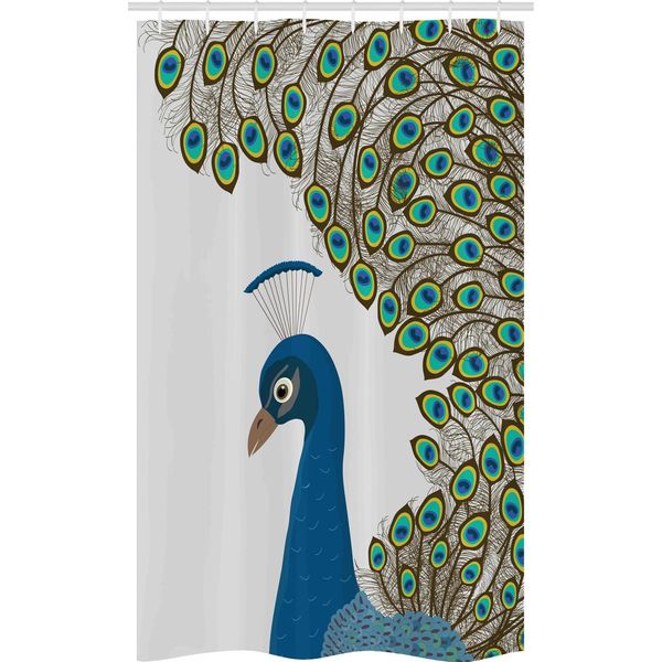 Abakuhaus Tenda Da Doccia Stretta Con Pavone, Cornice Con Piume Esotiche, Set Decorativo Per Bagno In Tessuto Con Ganci, 120 X 180 Cm, Multicolore-image