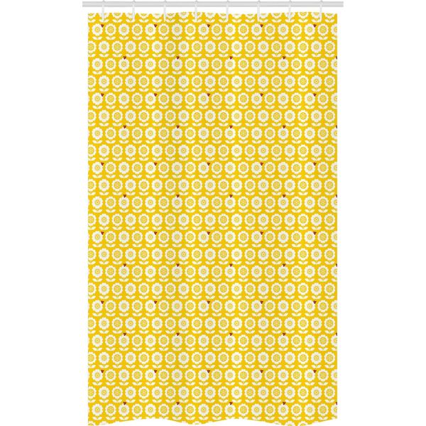 Abakuhaus Tenda Da Doccia Stretta Con Motivi Floreali, Motivo Scandinavo, Set Decorativo Per Bagno In Tessuto Con Ganci, 120 X 180 Cm, Giallo Vermiglio-image