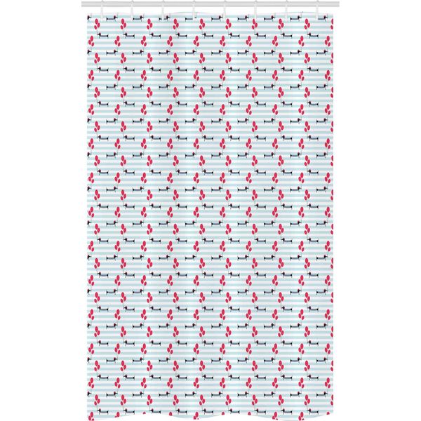 Abakuhaus Tenda Da Doccia Stretta Con Bassotto, Palloncini Divertenti Con Cani, Set Decorativo Per Bagno In Tessuto Con Ganci, 120 X 180 Cm, Rosso Cinabro E Azzurro-image