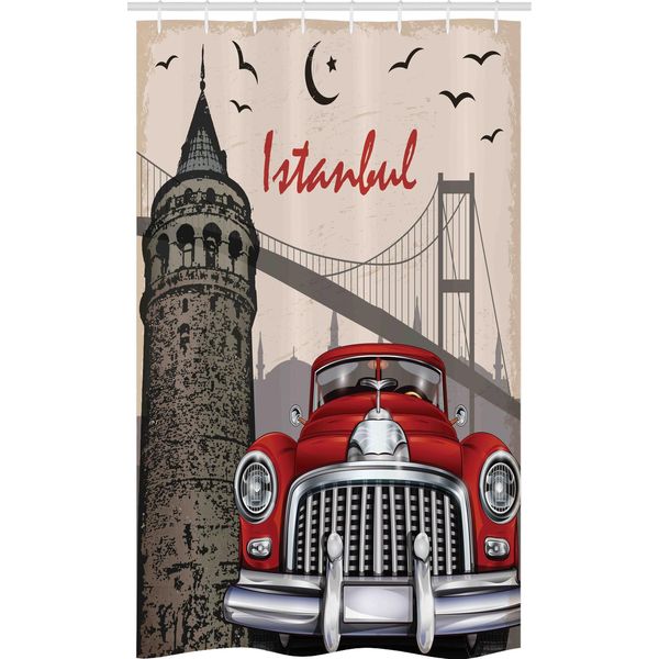 Abakuhaus Istanbul Tenda Da Doccia Stretta, Paesaggio Urbano Vintage, Set Decorativo Per Bagno In Tessuto Con Ganci, 120 X 180 Cm, Multicolore-image