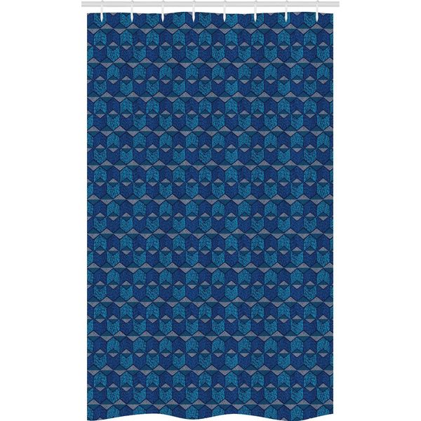 Abakuhaus Tenda Da Doccia Stretta Ikat, Linee Chevron Messicane Vintage, Set Decorativo Per Bagno In Tessuto Con Ganci, 120 X 180 Cm, Blu Scuro E Azzurro-image