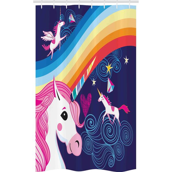 Abakuhaus Unicorno Tenda Da Doccia Stretta, Animali Mitici Nel Cielo, Set Decorativo Per Bagno In Tessuto Con Ganci, 120 X 180 Cm, Multicolore-image