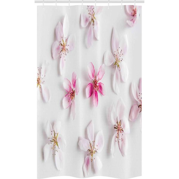 Abakuhaus Tenda Da Doccia Stretta Con Motivo Fiori Di Mandorlo, Sakura Petals Liebe, Set Decorativo Per Bagno In Tessuto Con Ganci, 120 X 180 Cm, Rosa Baby Rosa Bianco-image