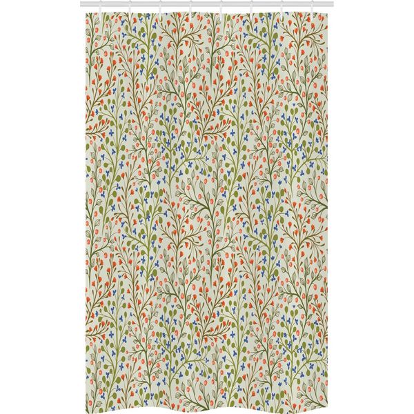Abakuhaus Primavera Tenda Da Doccia Stretta, Piccoli Fiori E Bacche, Set Decorativo Per Bagno In Tessuto Con Ganci, 120 X 180 Cm, Multicolore-image