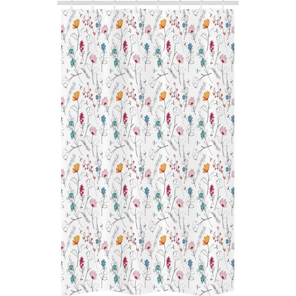 Abakuhaus Tenda Da Doccia Botanica Stretta, Fiori Delicati Primaverili, Set Decorativo Per Bagno In Tessuto Con Ganci, 120 X 180 Cm, Multicolore-image