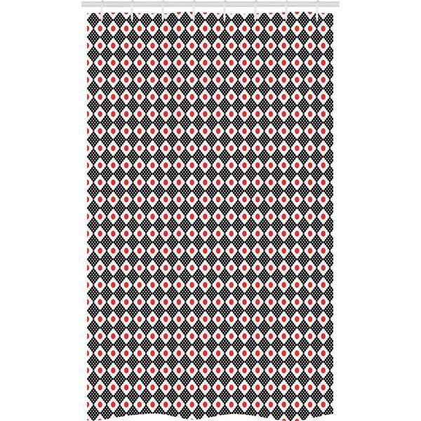 Abakuhaus Giapponese Tenda Da Doccia Stretta, Strisce E Quadrati A Griglia, Set Decorativo Per Bagno In Tessuto Con Ganci, 120 X 180 Cm, Vermiglio Nero Bianco-image