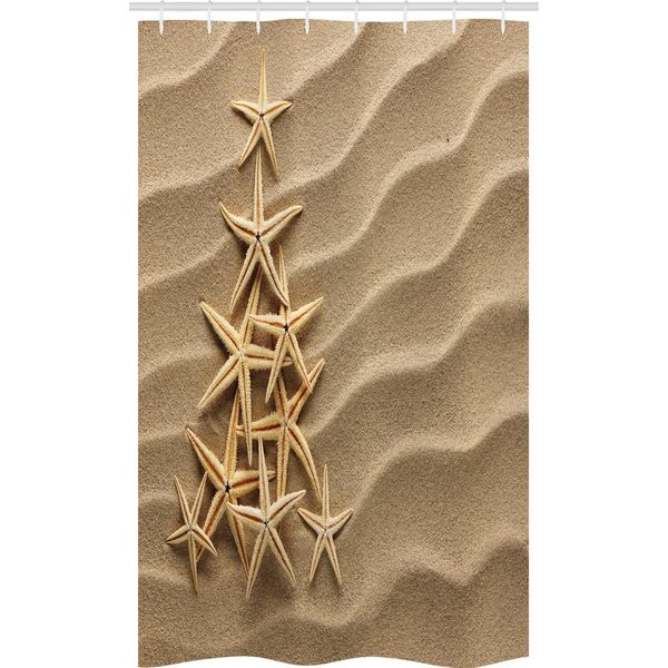 Abakuhaus Tenda Da Doccia Stretta Coastal, Stella Marina Triangolare, Set Decorativo Per Bagno In Tessuto Con Ganci, 120 X 180 Cm, Marrone Sabbia Chiaro Cammello-image