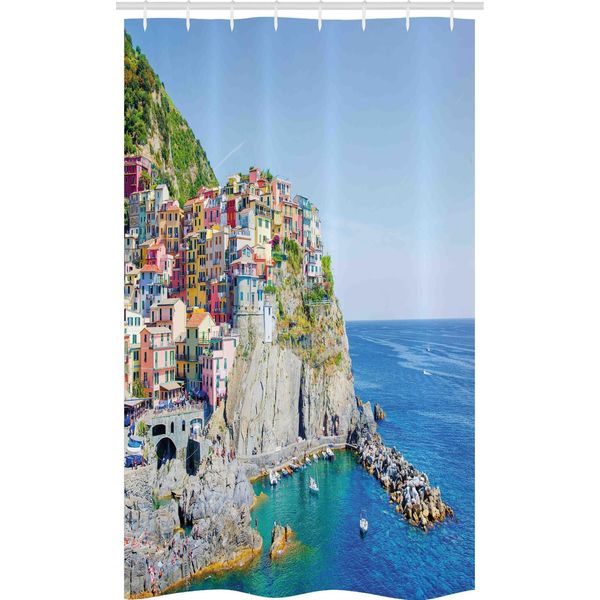 Abakuhaus Vernazza Tenda Da Doccia Stretta, Villaggio Costiero Colorato, Set Decorativo Per Bagno In Tessuto Con Ganci, 120 X 180 Cm, Multicolore-image