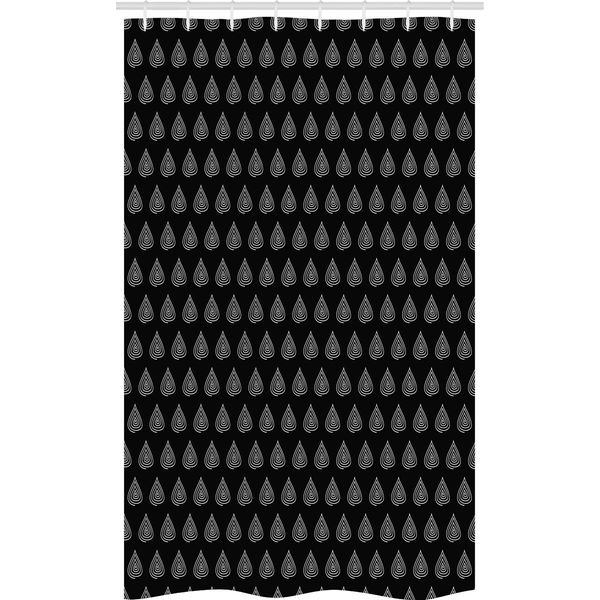 Abakuhaus Nero E Bianco Tenda Da Doccia Stretta, Drops Scrolled, Set Decorativo Per Bagno In Tessuto Con Ganci, 120 X 180 Cm, Nero E Bianco-image