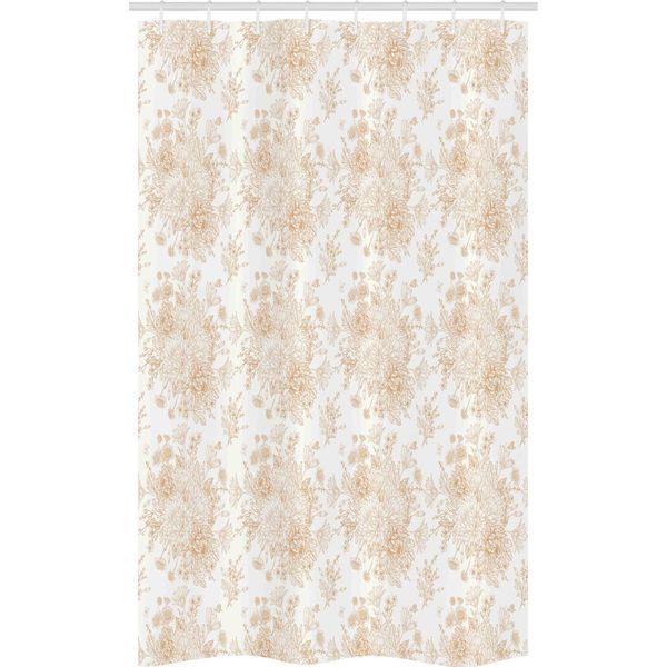 Abakuhaus Tenda Da Doccia Stretta, Bouquet Monocromatico Morbido, Set Decorativo Per Bagno In Tessuto Con Ganci, 120 X 180 Cm, Marrone Bianco Sabbia-image