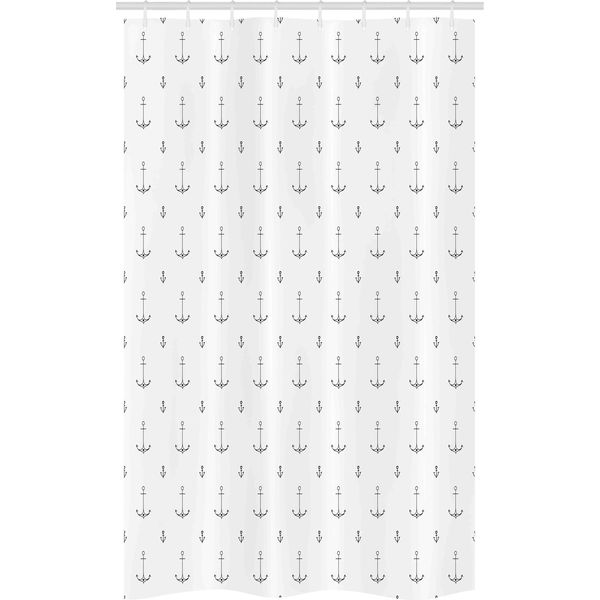 Abakuhaus Anker Tenda Da Doccia Stretta, Motivo Marittimo, Set Decorativo Per Bagno In Tessuto Con Ganci, 120 X 180 Cm, Grigio Antracite E Bianco-image