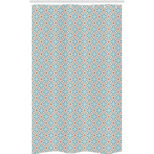 Abakuhaus Tenda Da Doccia Orientale Stretta, Stile Marocchino Lattice, Set Decorativo Per Bagno In Tessuto Con Ganci, 120 X 180 Cm, Blu Ruggine E Guscio D'uovo-image
