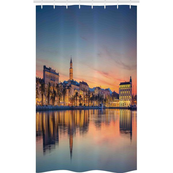 Abakuhaus Croazia Tenda Da Doccia Stretta, Romantico Tramonto, Set Decorativo Per Bagno In Tessuto Con Ganci, 120 X 180 Cm, Multicolore-image