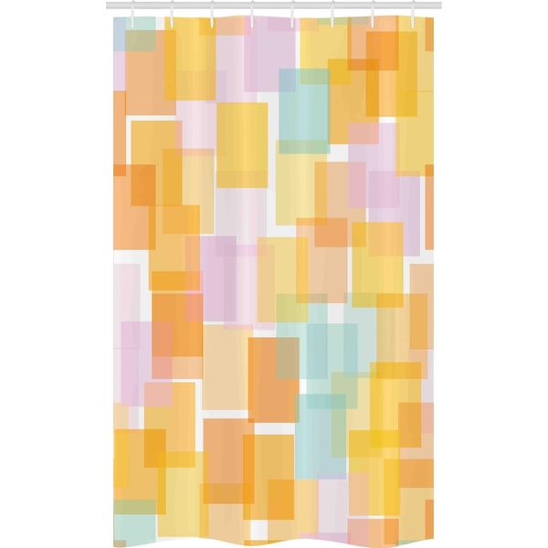 Abakuhaus Tenda Da Doccia Astratta Stretta, Quadrati Geometrici Casuali, Set Decorativo Per Bagno In Tessuto Con Ganci, 120 X 180 Cm, Multicolore-image