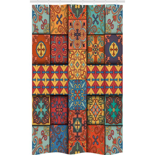Abakuhaus Talavera Tenda Da Doccia Stretta, Azulejo Tile Squares Kunst, Set Decorativo Per Bagno In Tessuto Con Ganci, 120 X 180 Cm, Multicolore-image